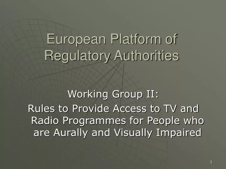 european platform of regulatory authorities