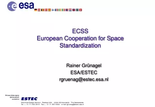 ECSS European Cooperation for Space Standardization