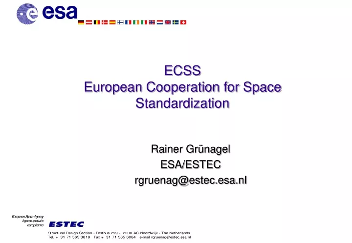 ecss european cooperation for space standardization