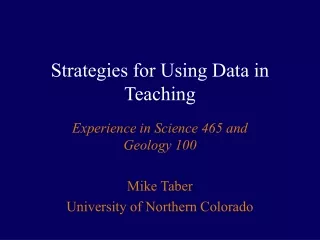 Strategies for Using Data in Teaching