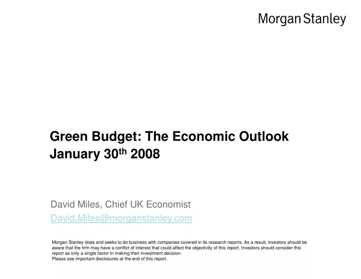 green budget the economic outlook january 30 th 2008
