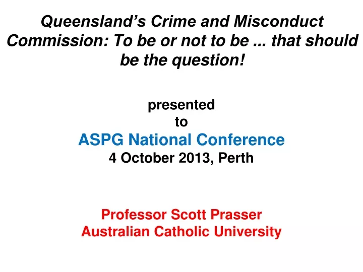 professor scott prasser australian catholic university