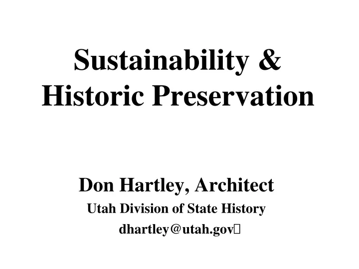 sustainability historic preservation