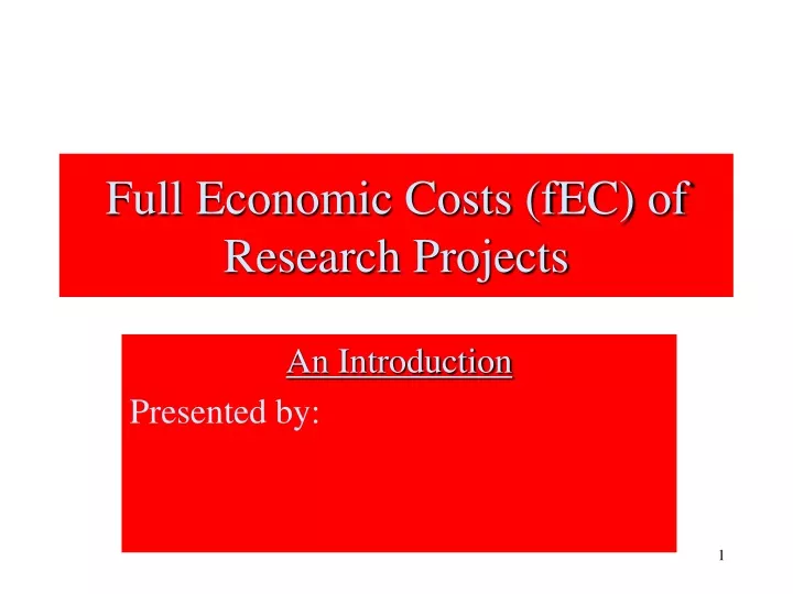 full economic costs fec of research projects