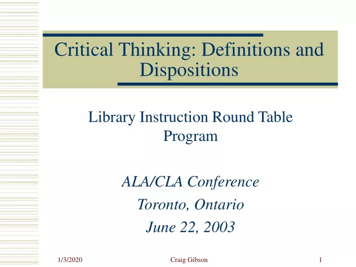 critical thinking definitions and dispositions