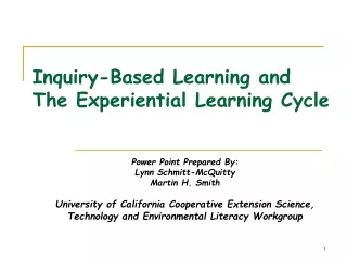 Inquiry-Based Learning and  The Experiential Learning Cycle