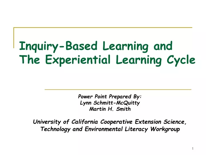inquiry based learning and the experiential learning cycle