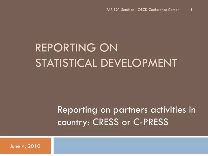 reporting on statistical development