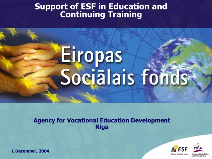 support of esf in education and continuing training