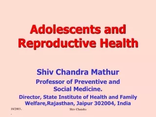 Adolescents and Reproductive Health
