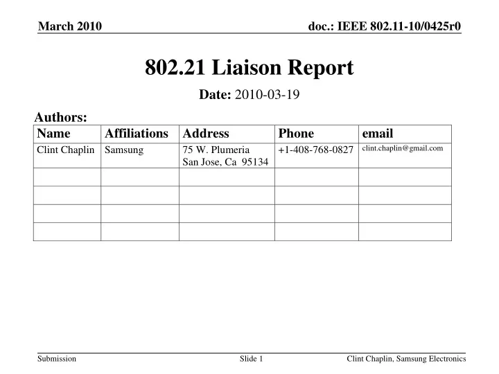 802 21 liaison report
