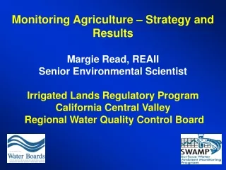 Monitoring Agriculture – Strategy and Results