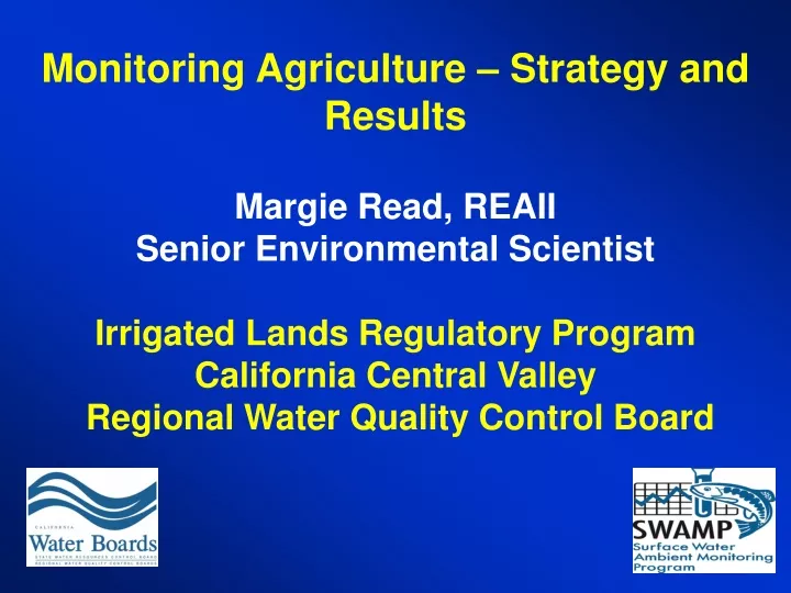 monitoring agriculture strategy and results