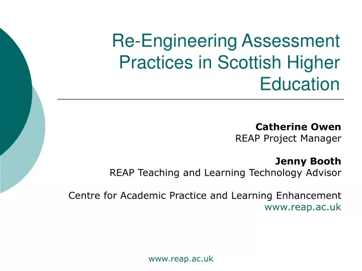 re engineering assessment practices in scottish higher education
