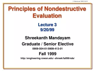 Principles of Nondestructive Evaluation