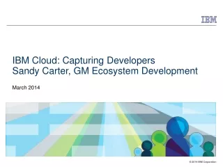 IBM Cloud: Capturing Developers Sandy Carter, GM Ecosystem Development March 2014