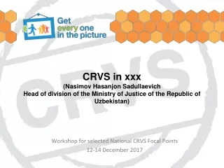 Workshop for selected National CRVS Focal Points 12-14 December 2017