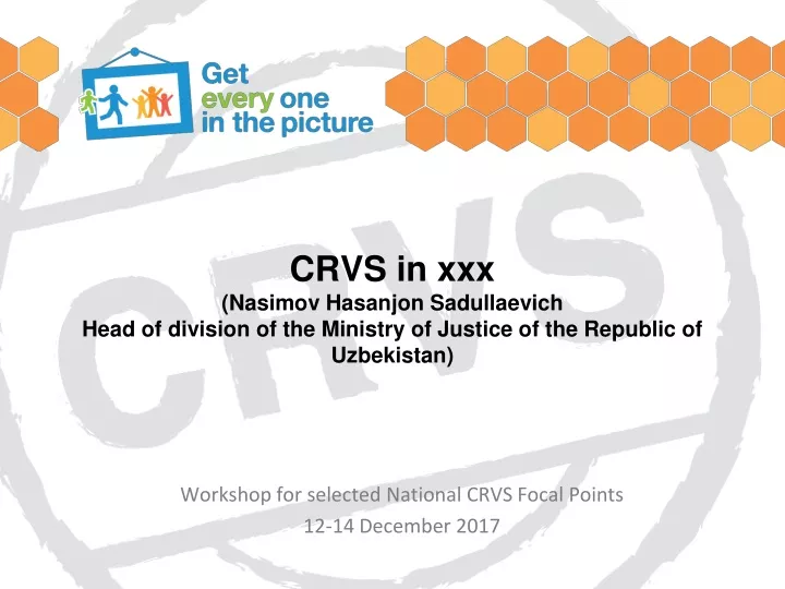 workshop for selected national crvs focal points 12 14 december 2017