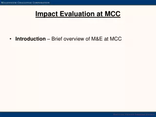 Impact Evaluation at MCC
