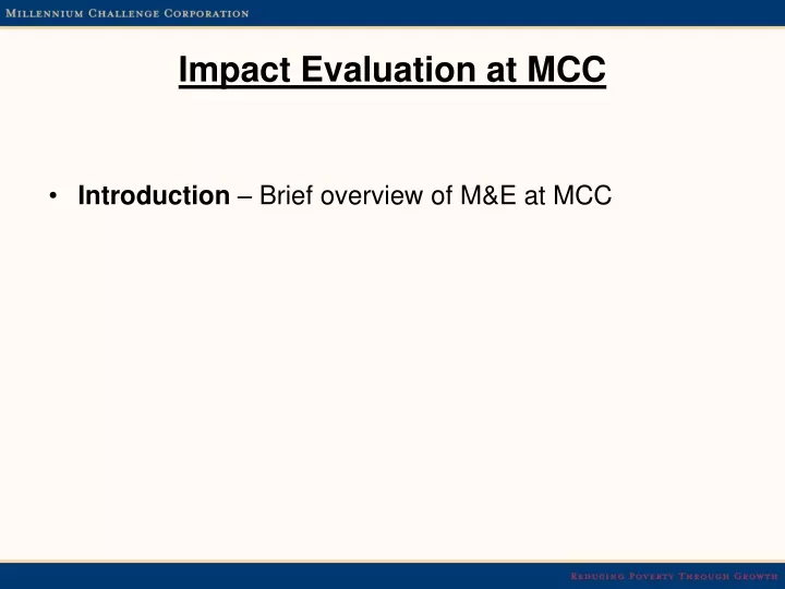 impact evaluation at mcc