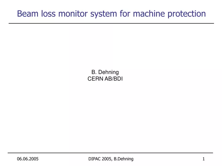 beam loss monitor system for machine protection