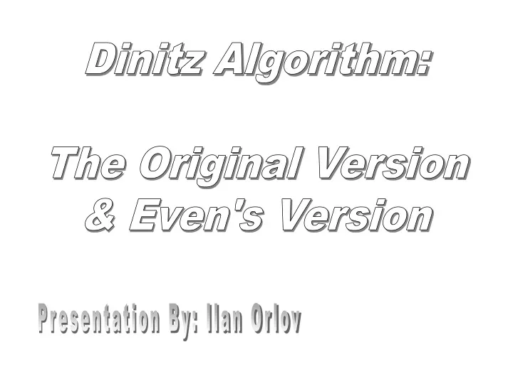 dinitz algorithm the original version even