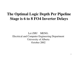 The Optimal Logic Depth Per Pipeline Stage is 6 to 8 FO4 Inverter Delays