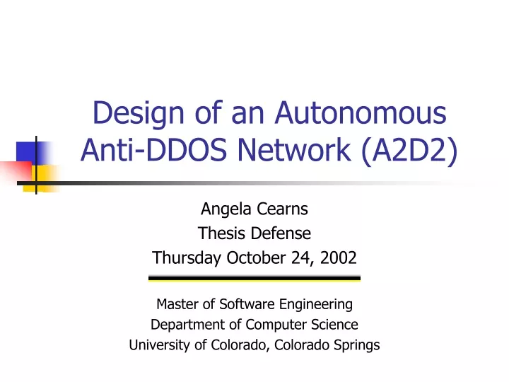 design of an autonomous anti ddos network a2d2