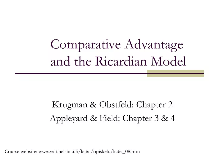 comparative advantage and the ricardian model