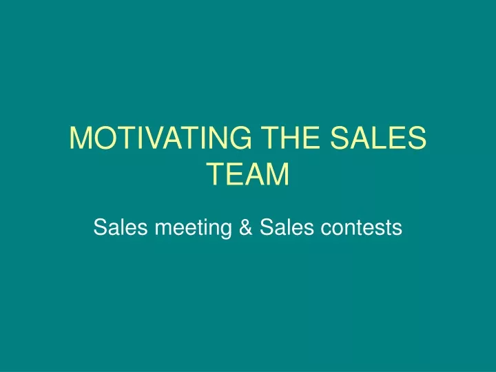 motivating the sales team