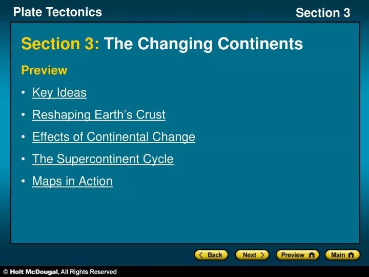 section 3 the changing continents