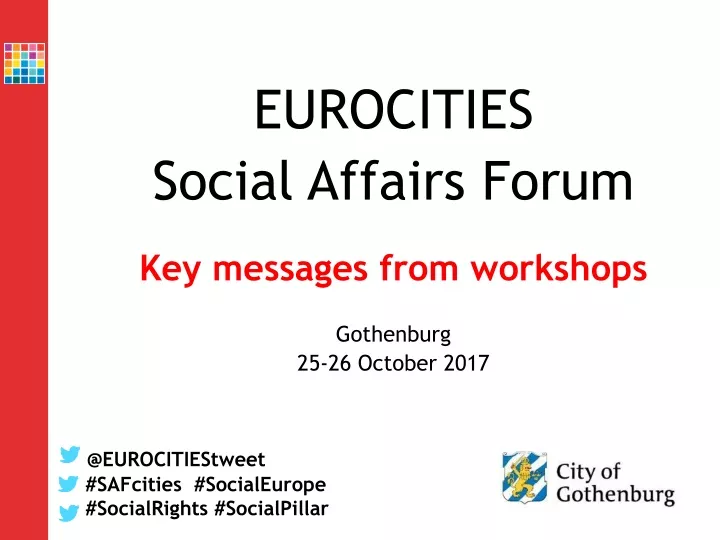 eurocities social affairs forum key messages from