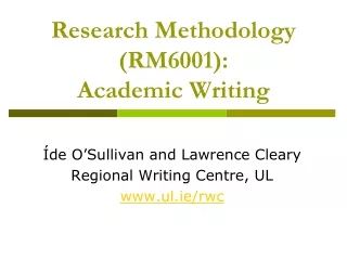 Research Methodology (RM6001):  Academic Writing