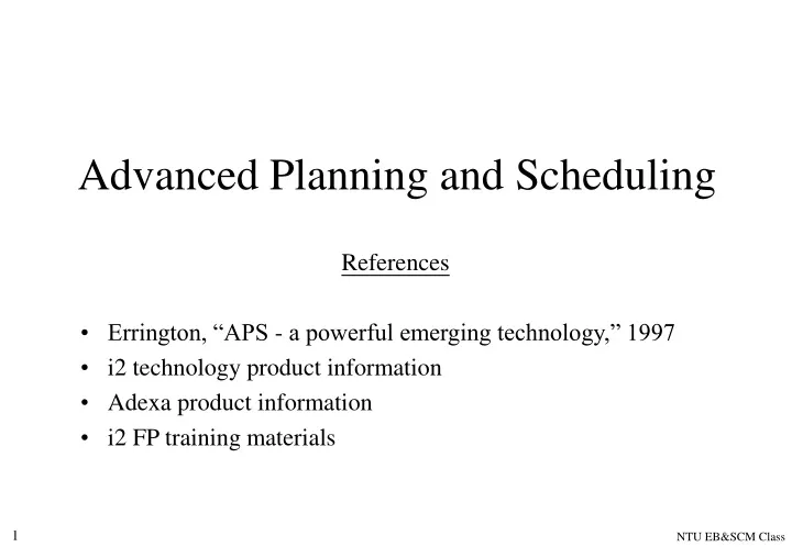 advanced planning and scheduling