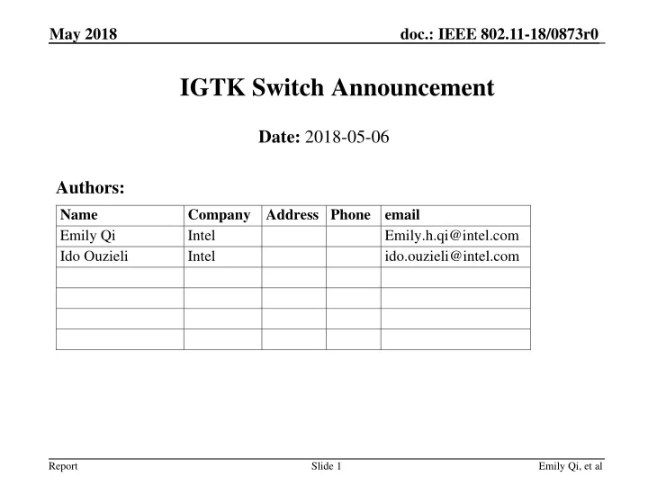 igtk switch announcement