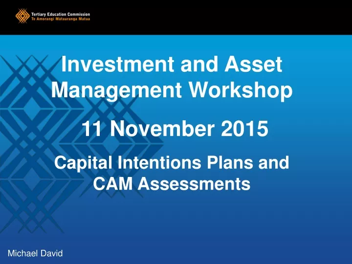 investment and asset management workshop