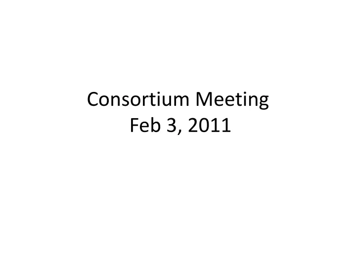 consortium meeting feb 3 2011