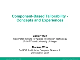 Component-Based Tailorability - Concepts and Experiences