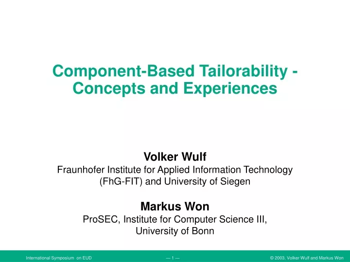 component based tailorability concepts and experiences