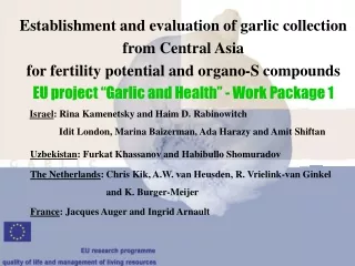 Establishment and evaluation of garlic collection from Central Asia