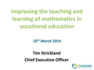 Improving the teaching and learning of mathematics in vocational education