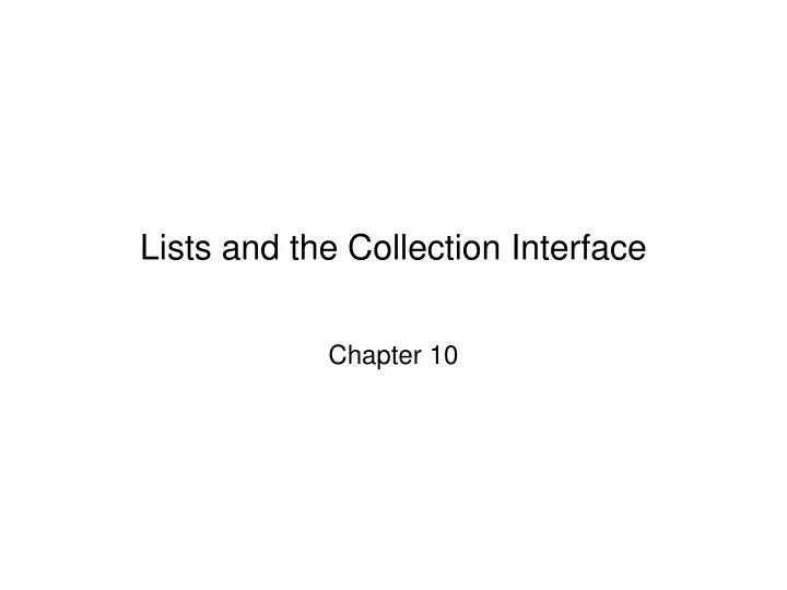 lists and the collection interface