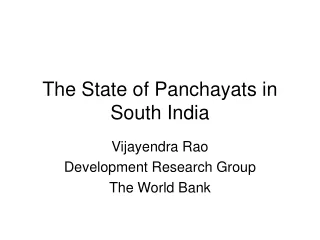 The State of Panchayats in South India