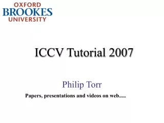 ICCV Tutorial 2007