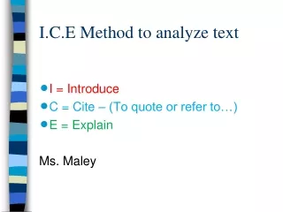 I.C.E Method to analyze text