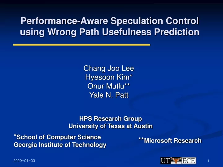 performance aware speculation control using wrong path usefulness prediction