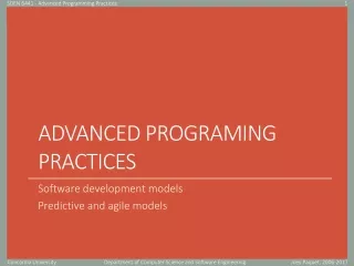 Advanced Programing practices