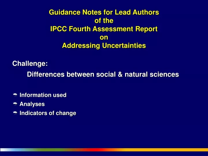 guidance notes for lead authors of the ipcc fourth assessment report on addressing uncertainties