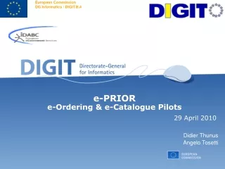 e-PRIOR e-Ordering &amp; e-Catalogue Pilots