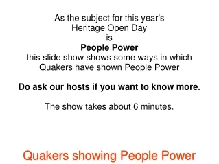 Quakers showing People Power